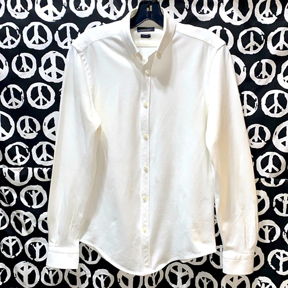 MEN ZARA MAN SLIM FIT WHITE BUTTON DOWN LONG SKEEVE SHIRT SZ S